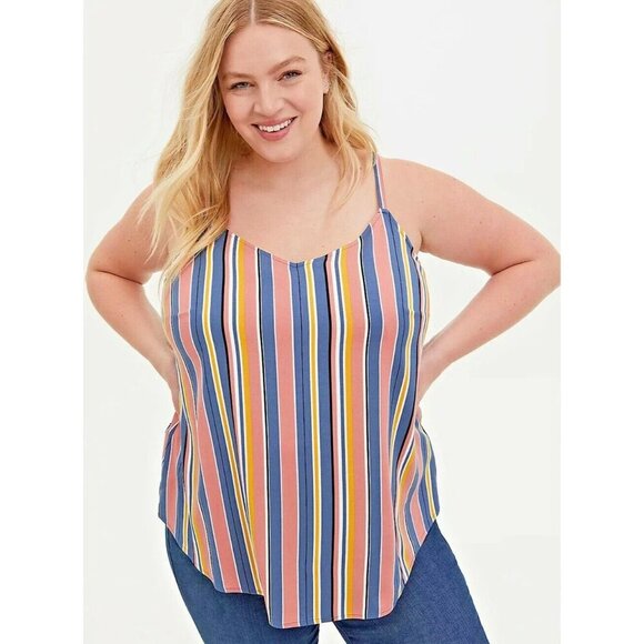 Torrid Plus Size 2 (18/20) & 4 Multicolor Stripe Stretch Rayon Cami $39.50 NWT - Picture 1 of 9